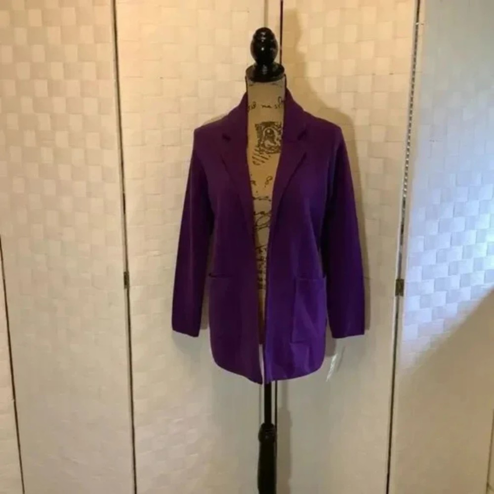 NWT Charter Club purple open front cardigan size small